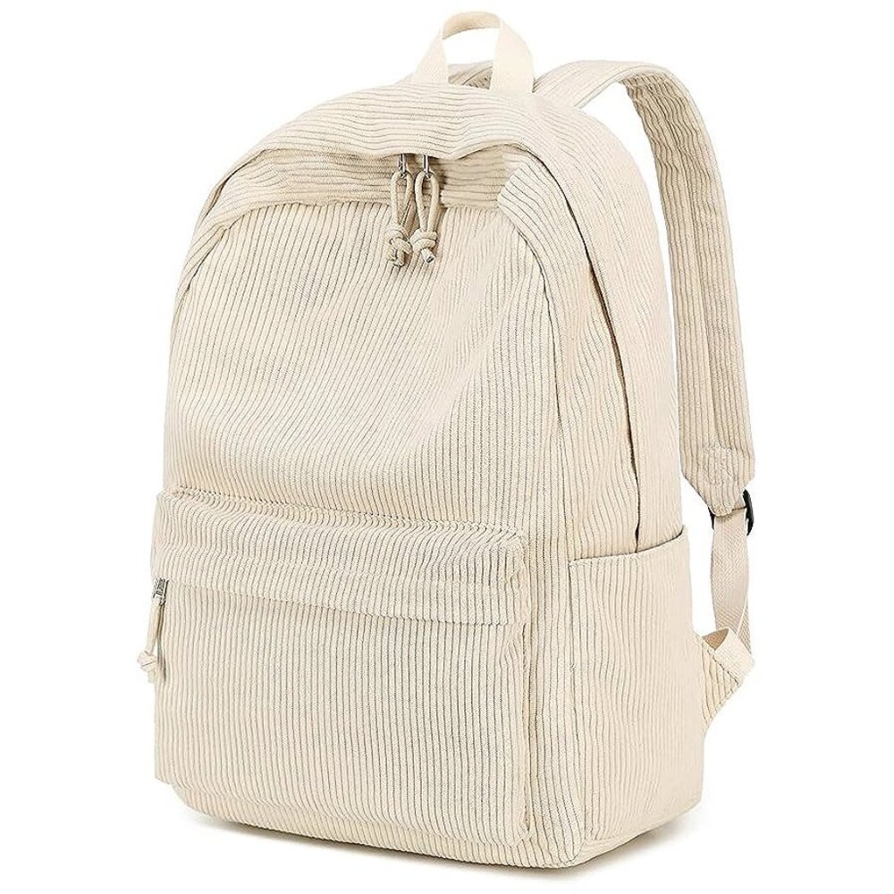 Large Corduroy Bookbag Lightweight 17 inch-Beige